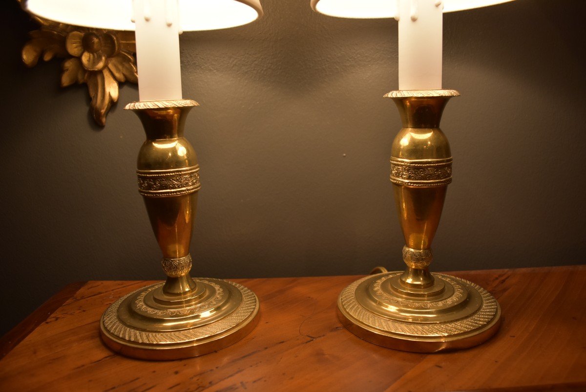 Pair Of Small Candlestick Lamps -photo-2