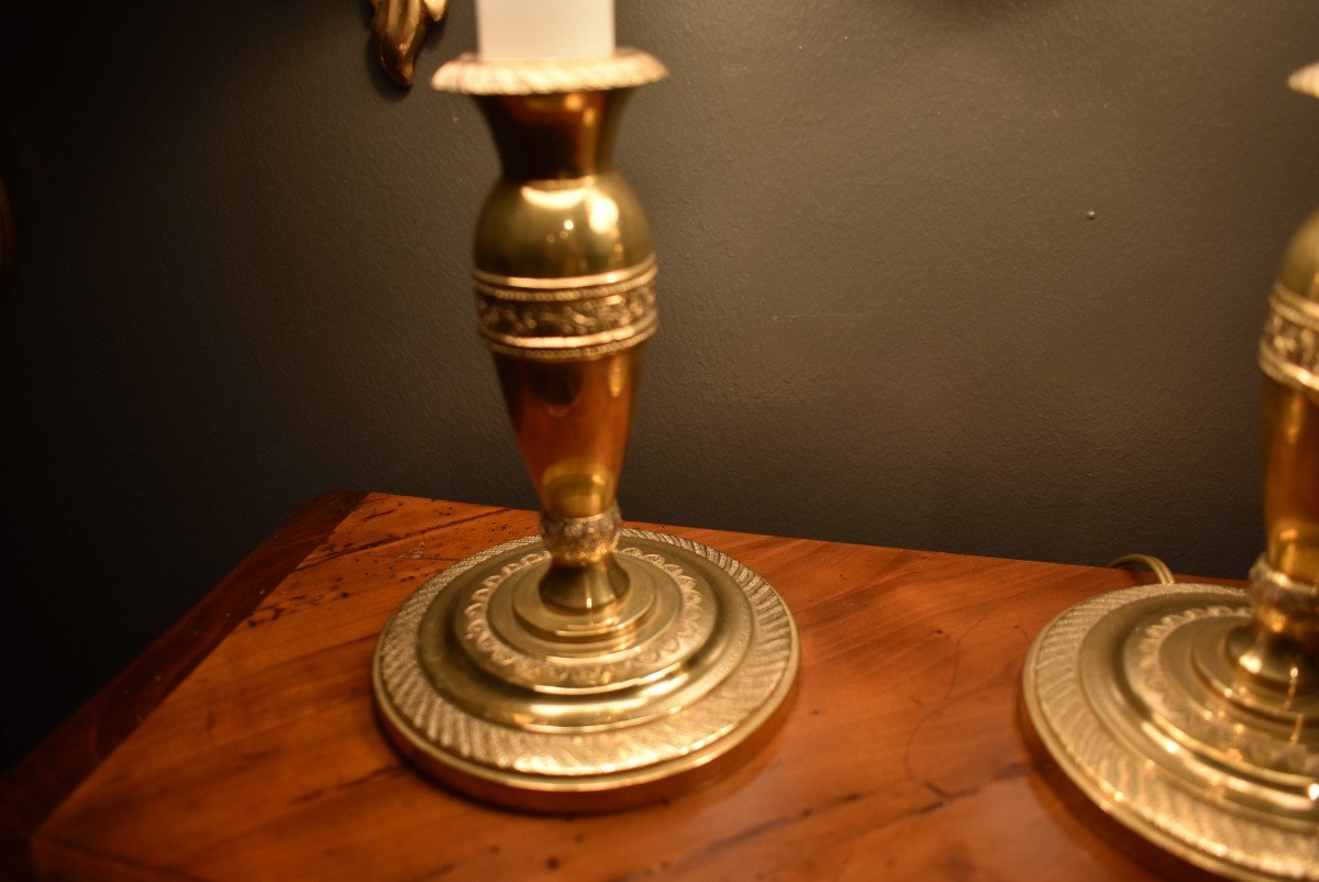 Pair Of Small Candlestick Lamps -photo-3