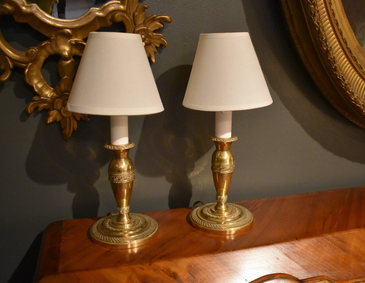 Pair Of Small Candlestick Lamps -photo-4