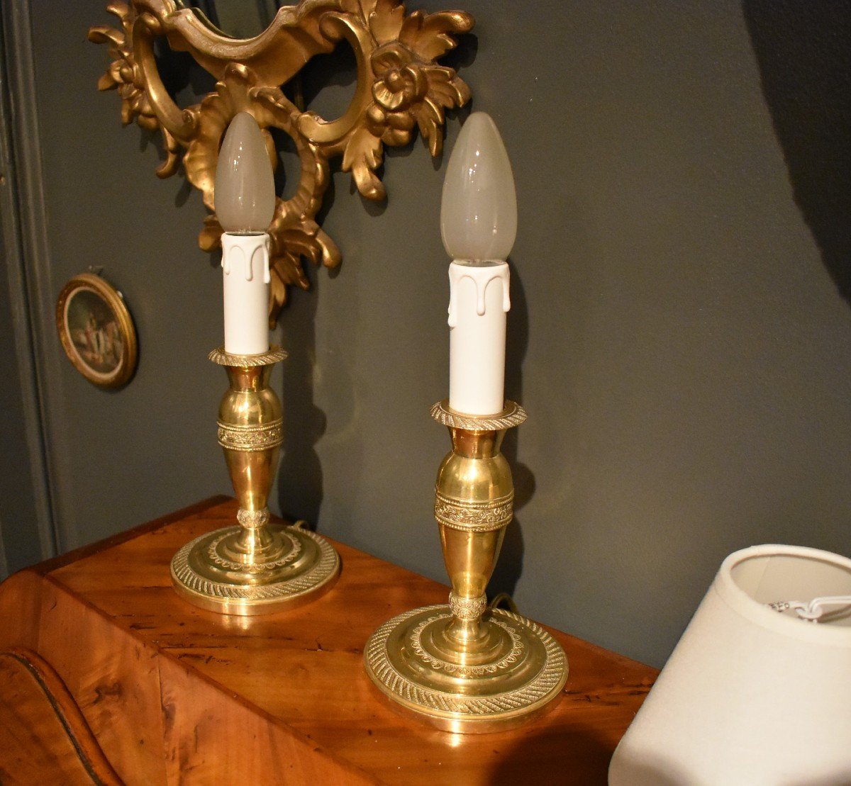 Pair Of Small Candlestick Lamps -photo-3