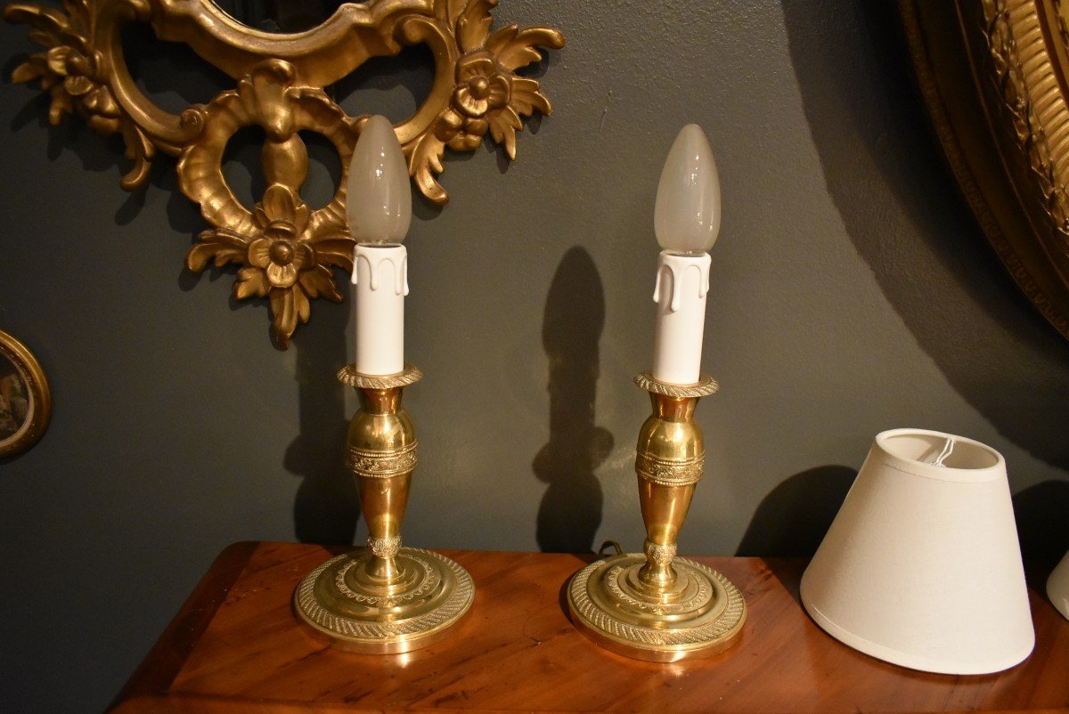 Pair Of Small Candlestick Lamps -photo-4