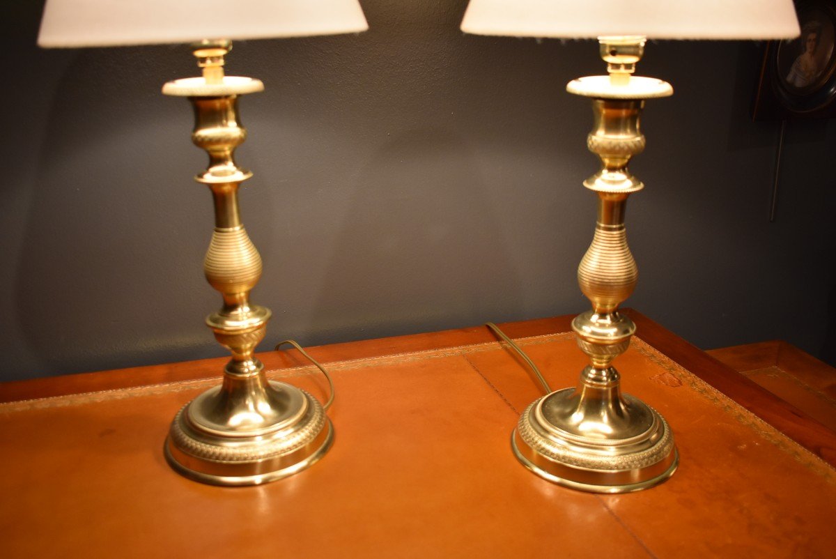 Paire De Lampes En Bronze-photo-3