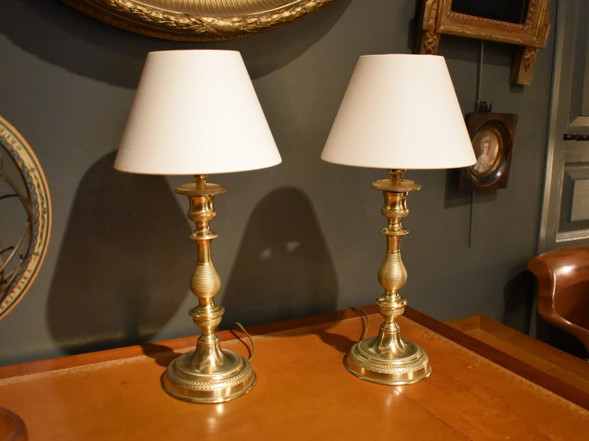 Paire De Lampes En Bronze-photo-4