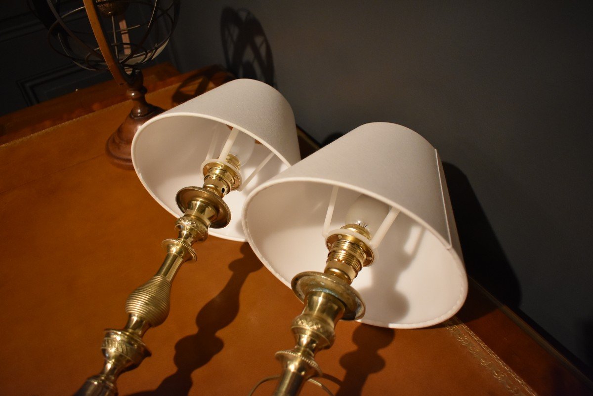 Paire De Lampes En Bronze-photo-7