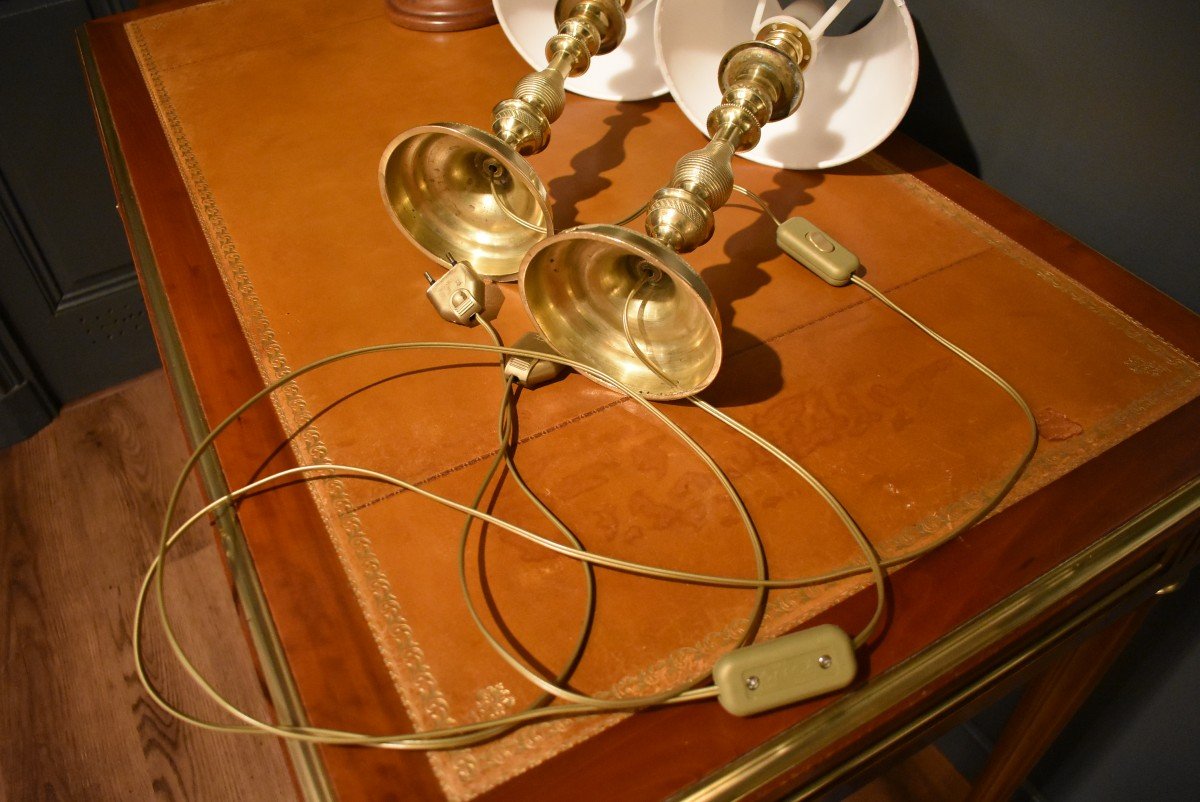 Paire De Lampes En Bronze-photo-8