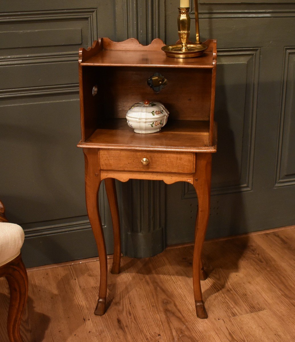 Louis XV Style Walnut Bedside Table-photo-2