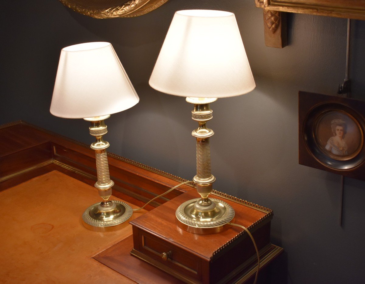 Pair Of Bronze Lamps