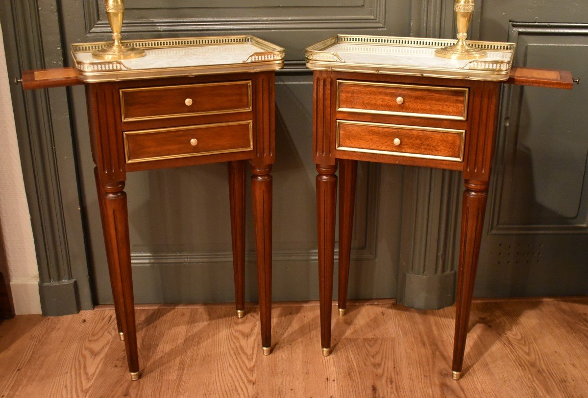 Pair Of Louis XVI Style Bedside Tables-photo-2