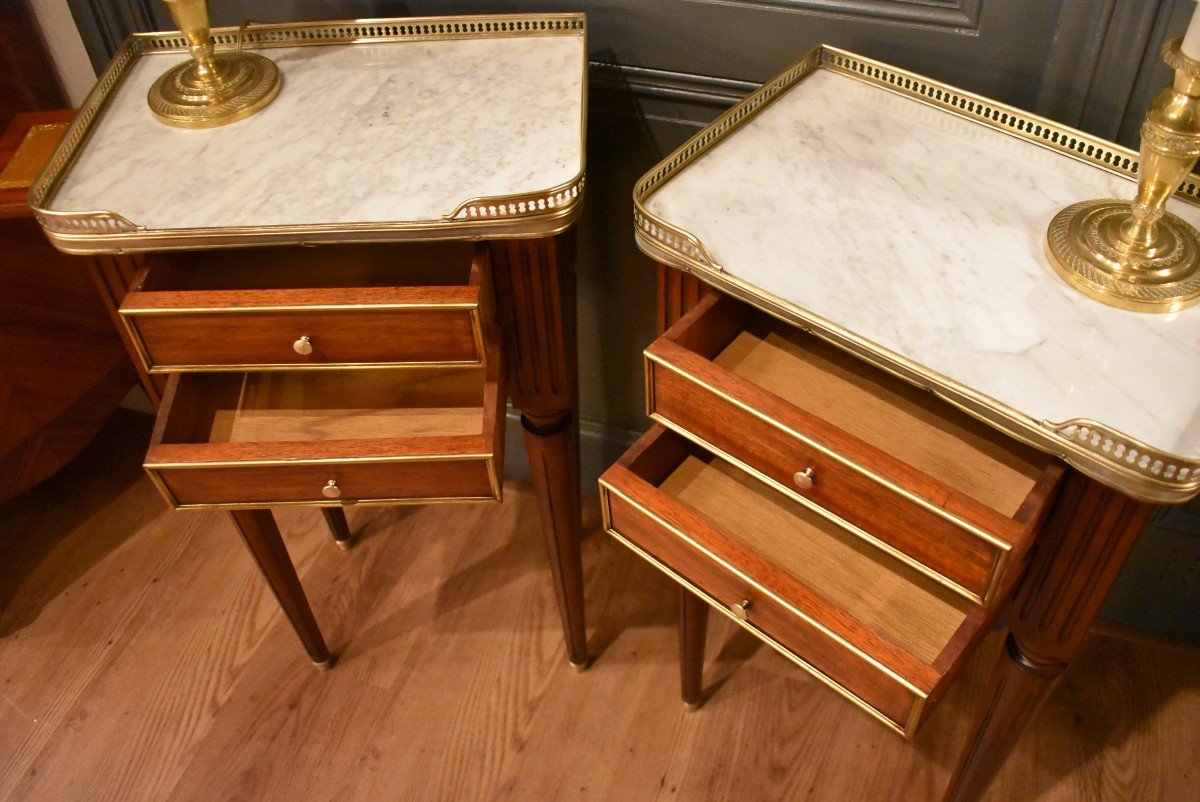 Pair Of Louis XVI Style Bedside Tables-photo-8