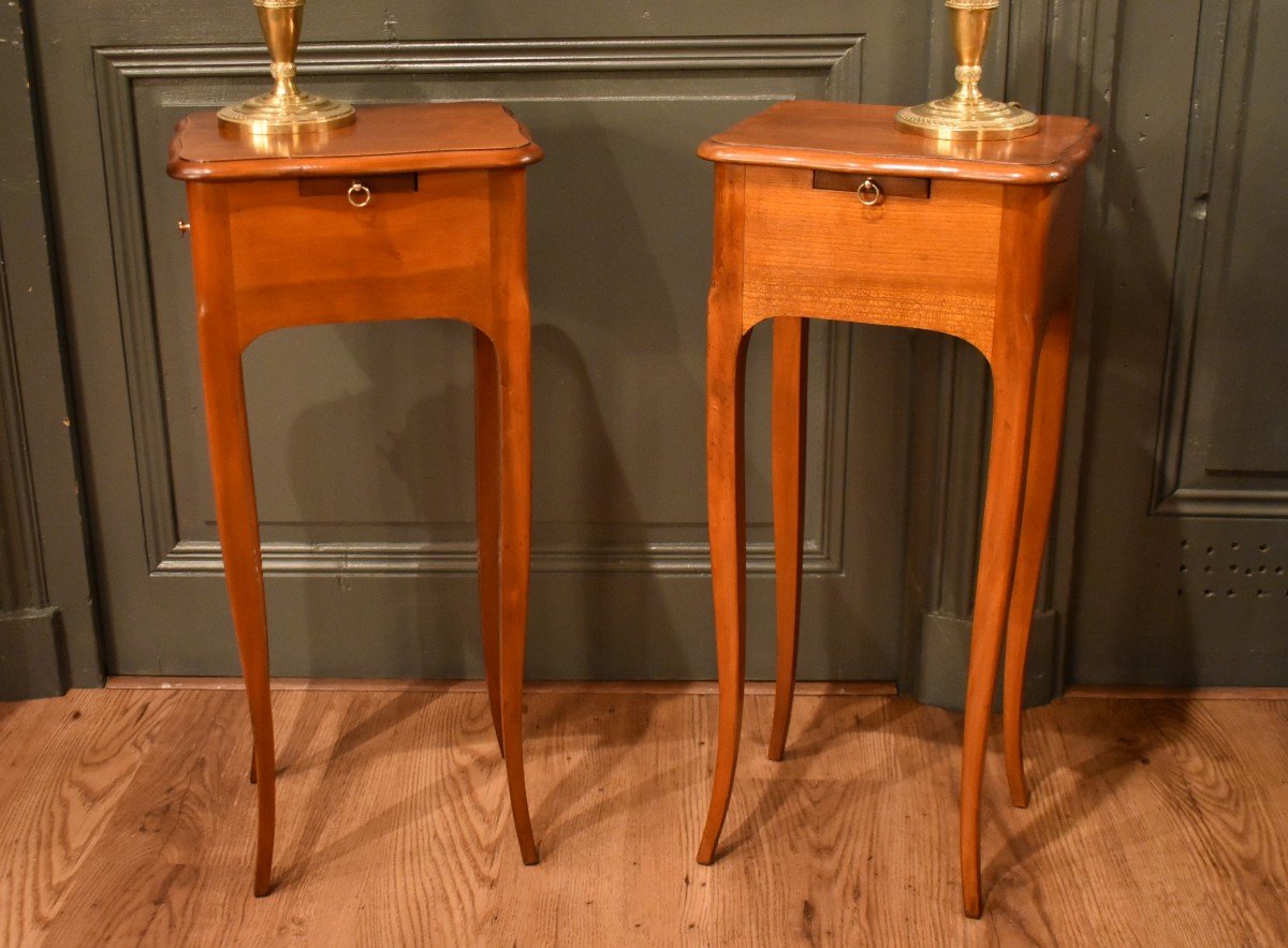 Pair Of Small Louis XV Style Bedside Tables-photo-2