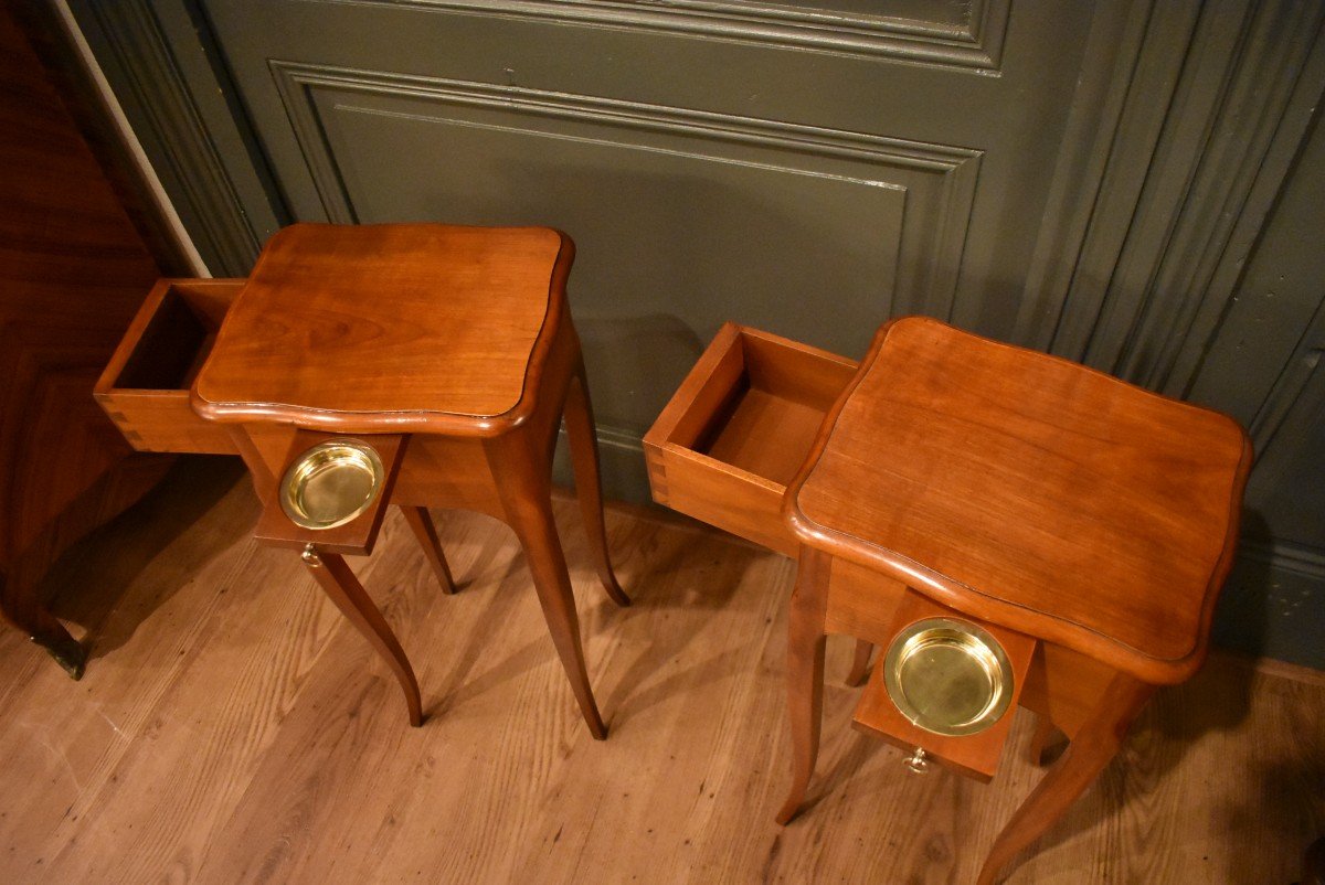 Pair Of Small Louis XV Style Bedside Tables-photo-1