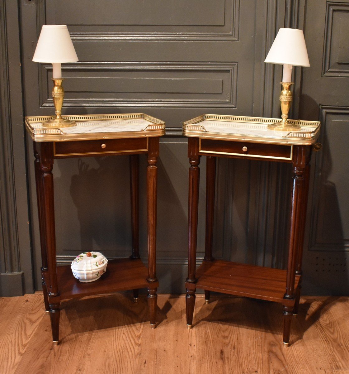 Pair Of Louis XVI Style Bedside Tables-photo-2