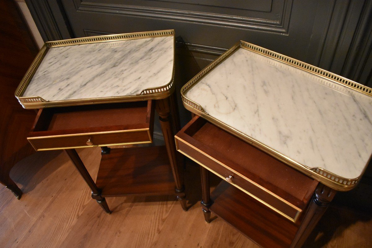 Pair Of Louis XVI Style Bedside Tables-photo-5