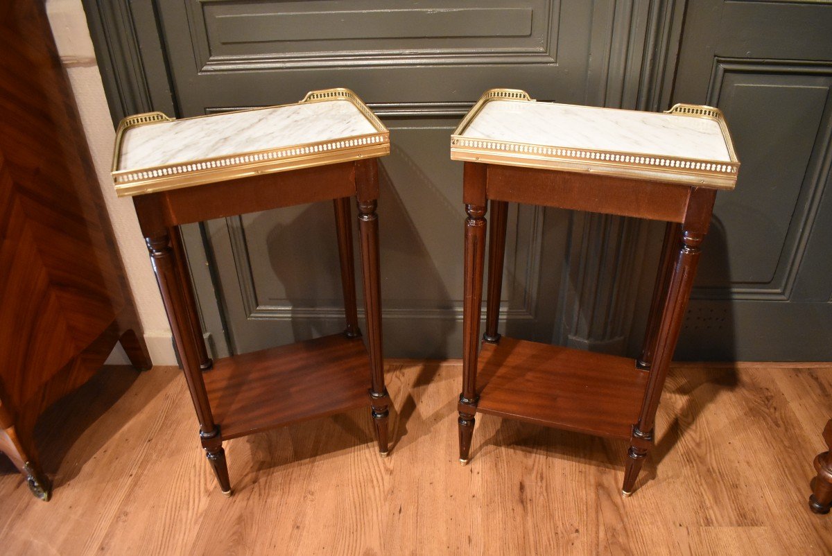 Pair Of Louis XVI Style Bedside Tables-photo-7