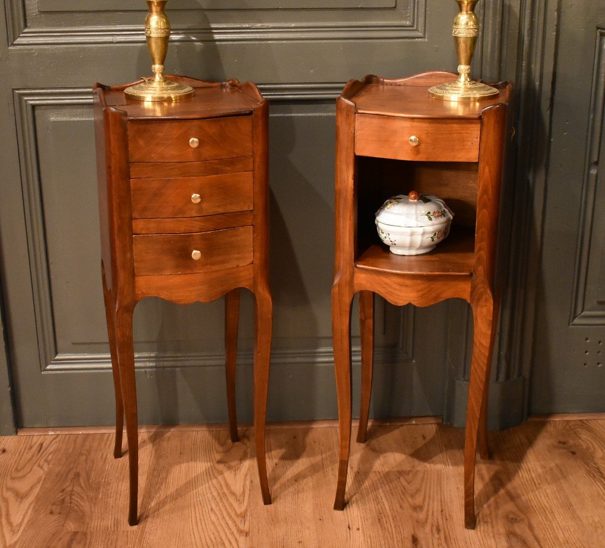 Pair Of Small Louis XV Style Bedside Tables-photo-2