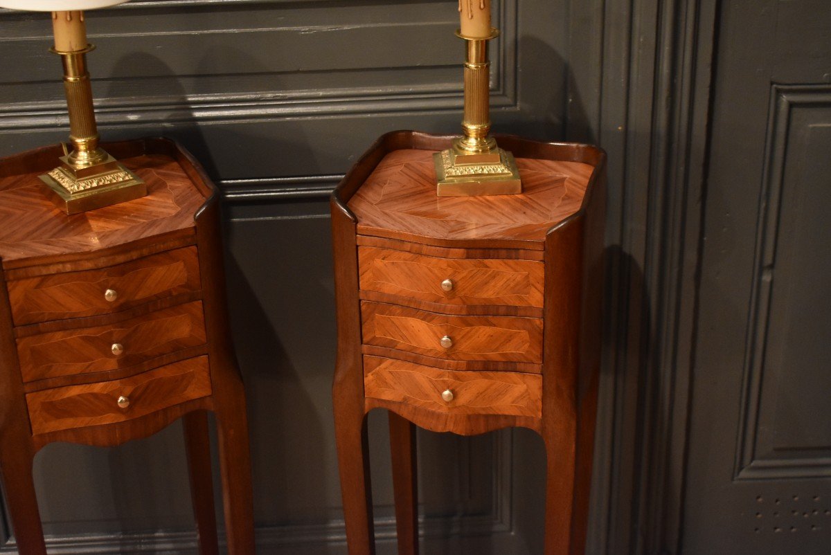 Pair Of Small Marquetry Bedside Tables-photo-3