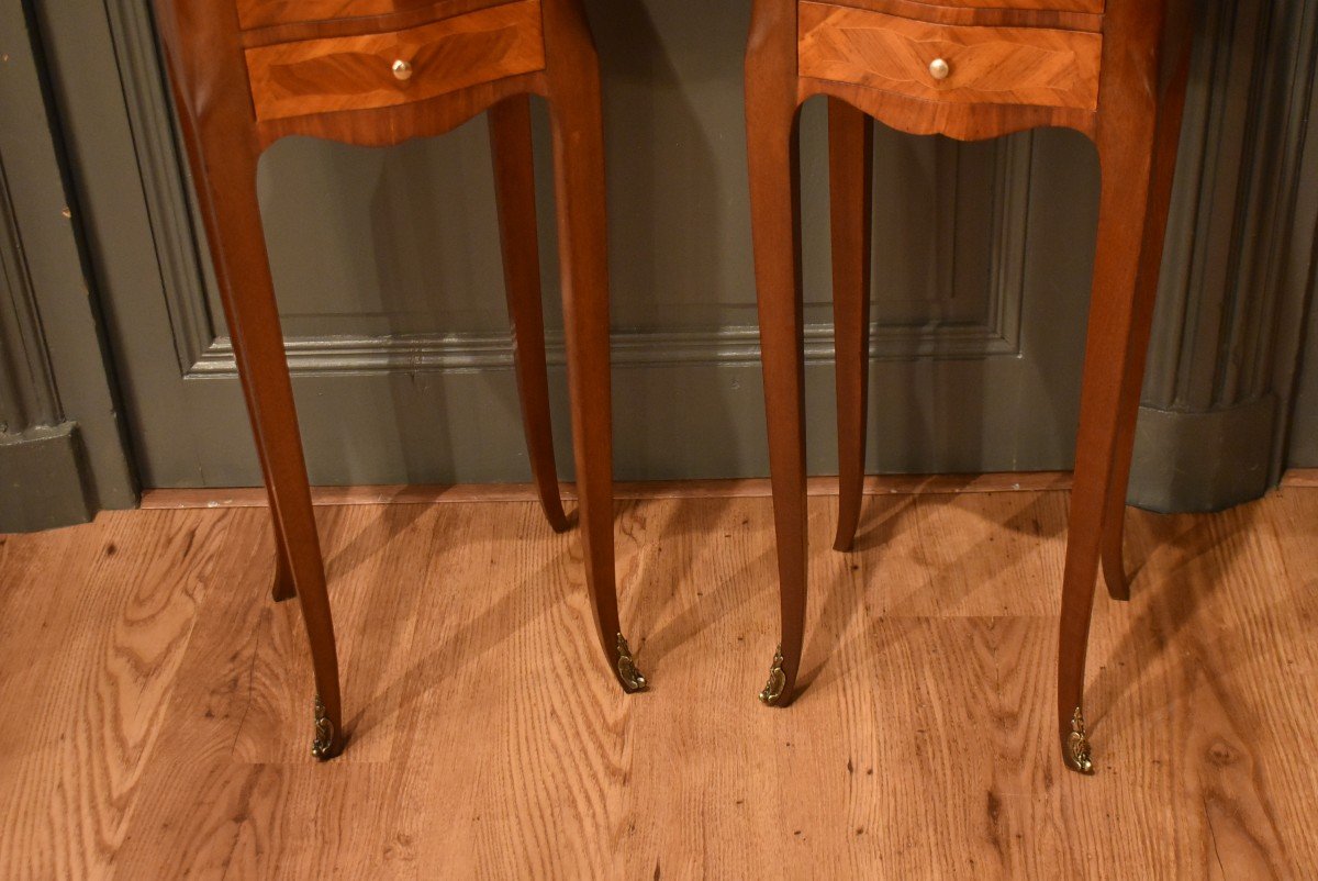 Pair Of Small Marquetry Bedside Tables-photo-1