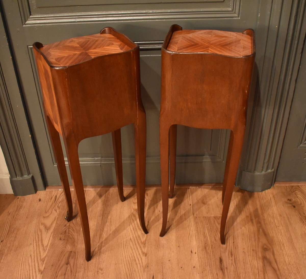 Pair Of Small Marquetry Bedside Tables-photo-5