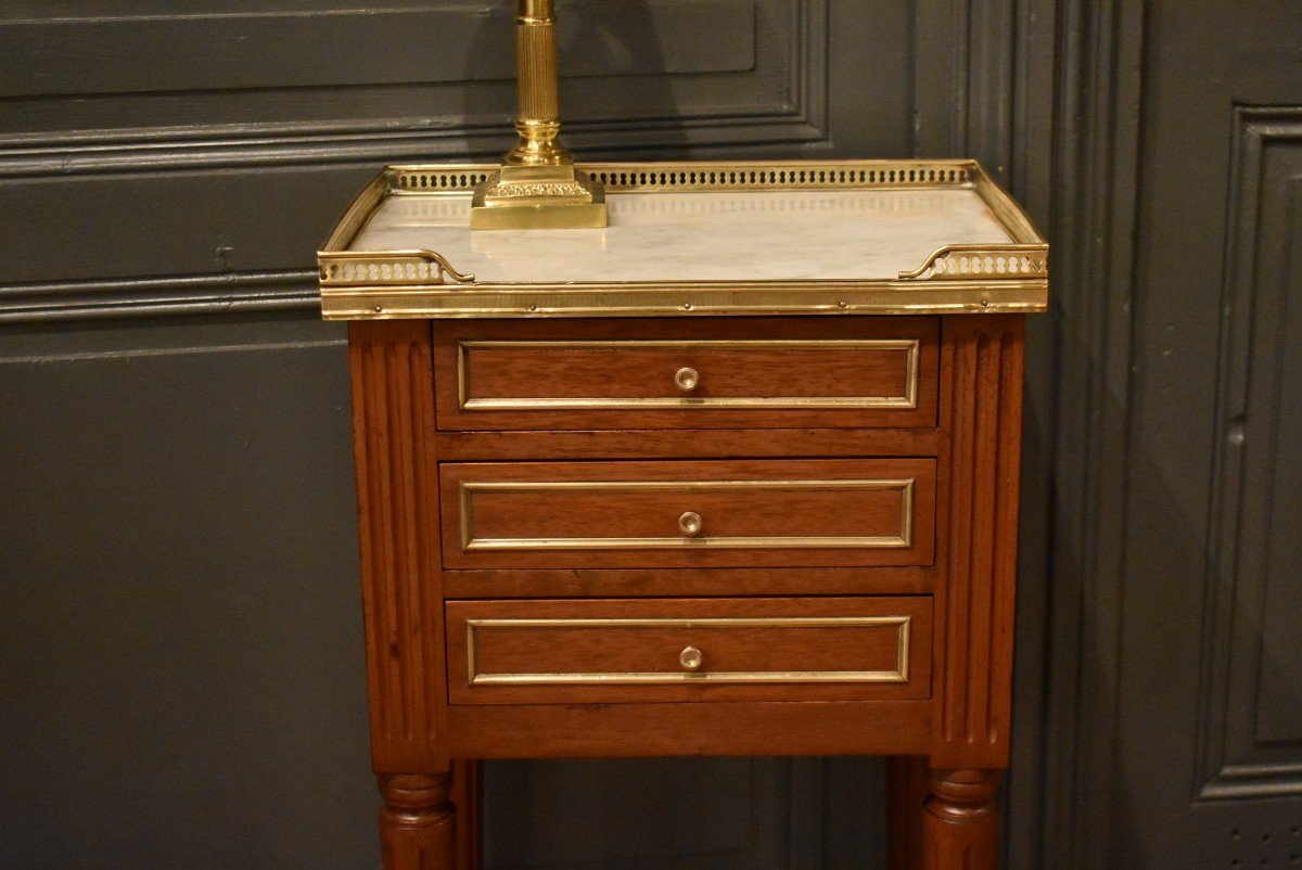 Louis XVI Style Mahogany Bedside Table-photo-3