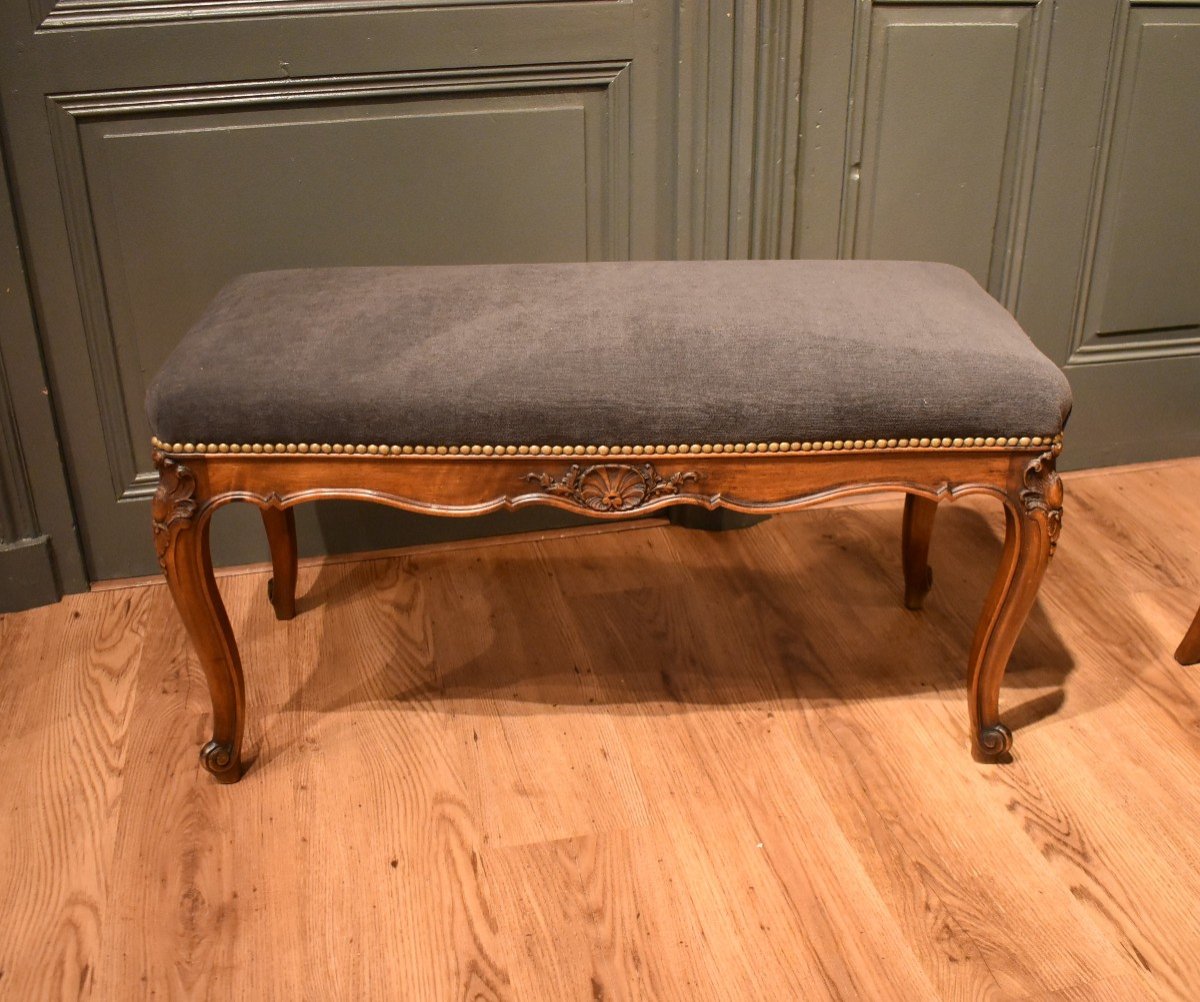 Banquette De Style Louis XV En Noyer