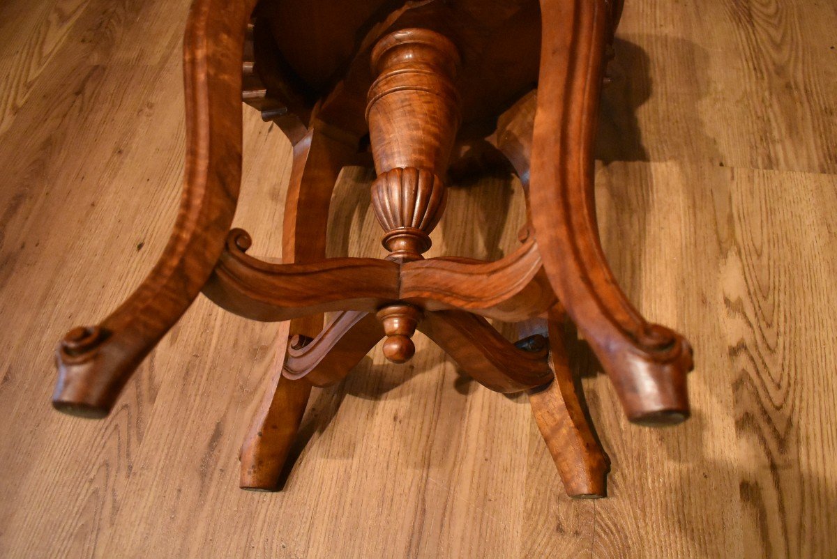 Tabouret Rond En Noyer-photo-5