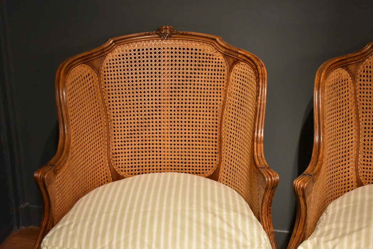 Pair Of Louis XV Style Caned Bergeres-photo-3