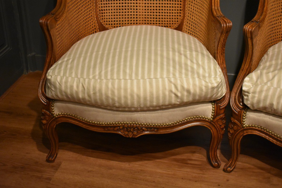 Pair Of Louis XV Style Caned Bergeres-photo-4