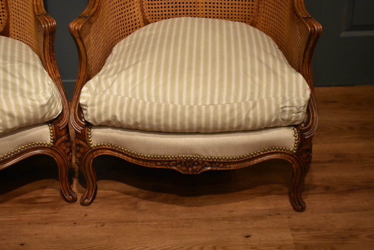 Pair Of Louis XV Style Caned Bergeres-photo-1