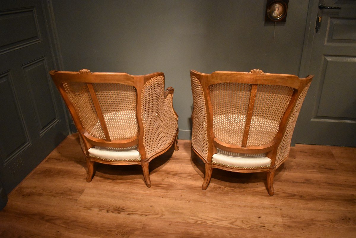 Pair Of Louis XV Style Caned Bergeres-photo-4