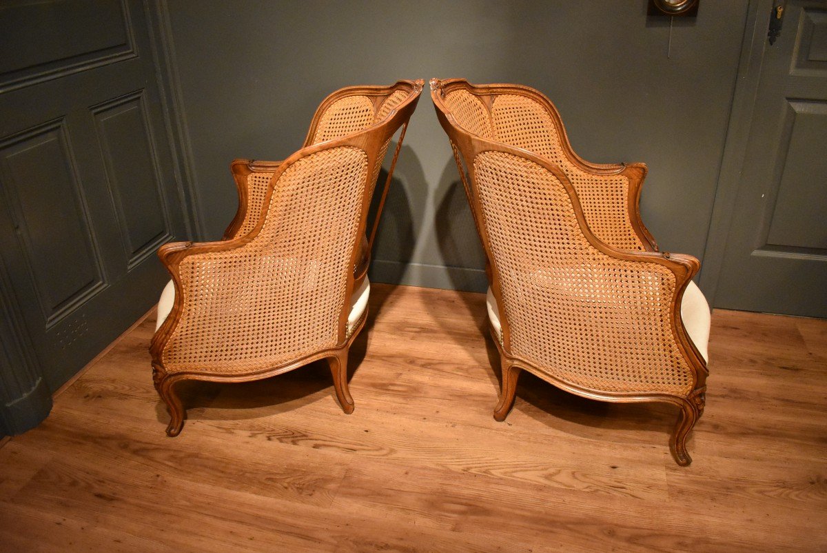 Pair Of Louis XV Style Caned Bergeres-photo-5