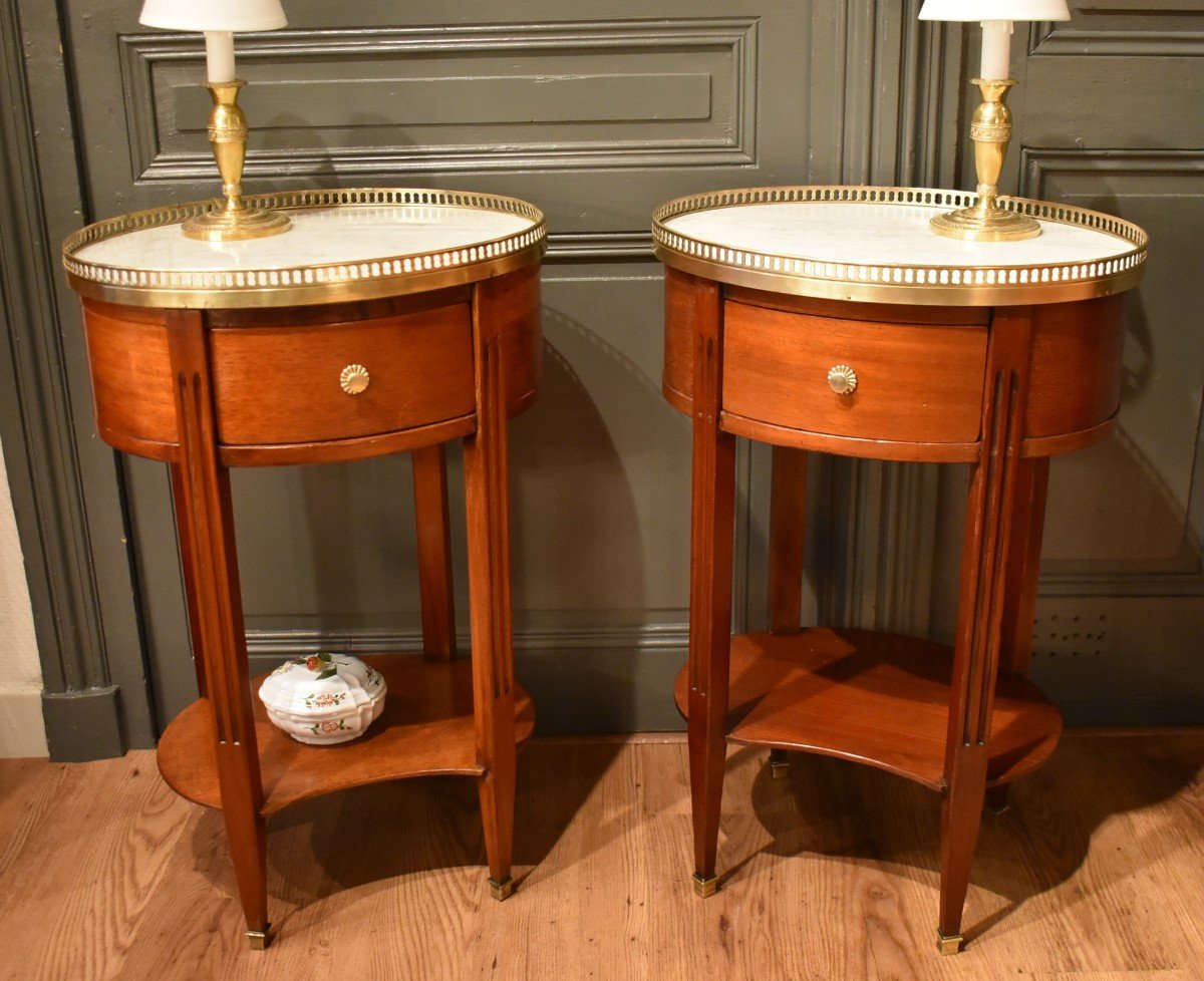 Two Louis XVI Style Mahogany Bedside Tables-photo-2