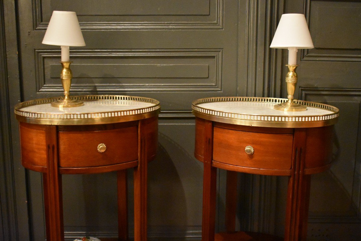 Two Louis XVI Style Mahogany Bedside Tables-photo-3