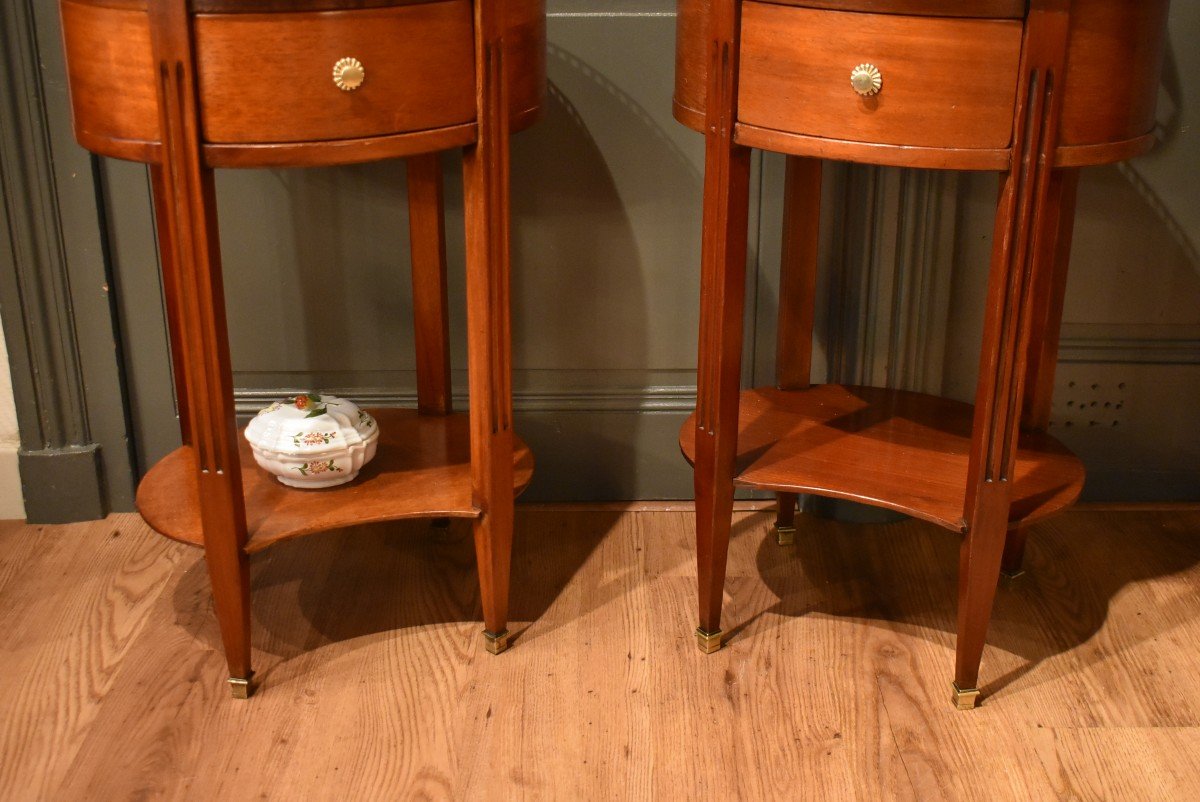 Two Louis XVI Style Mahogany Bedside Tables-photo-4