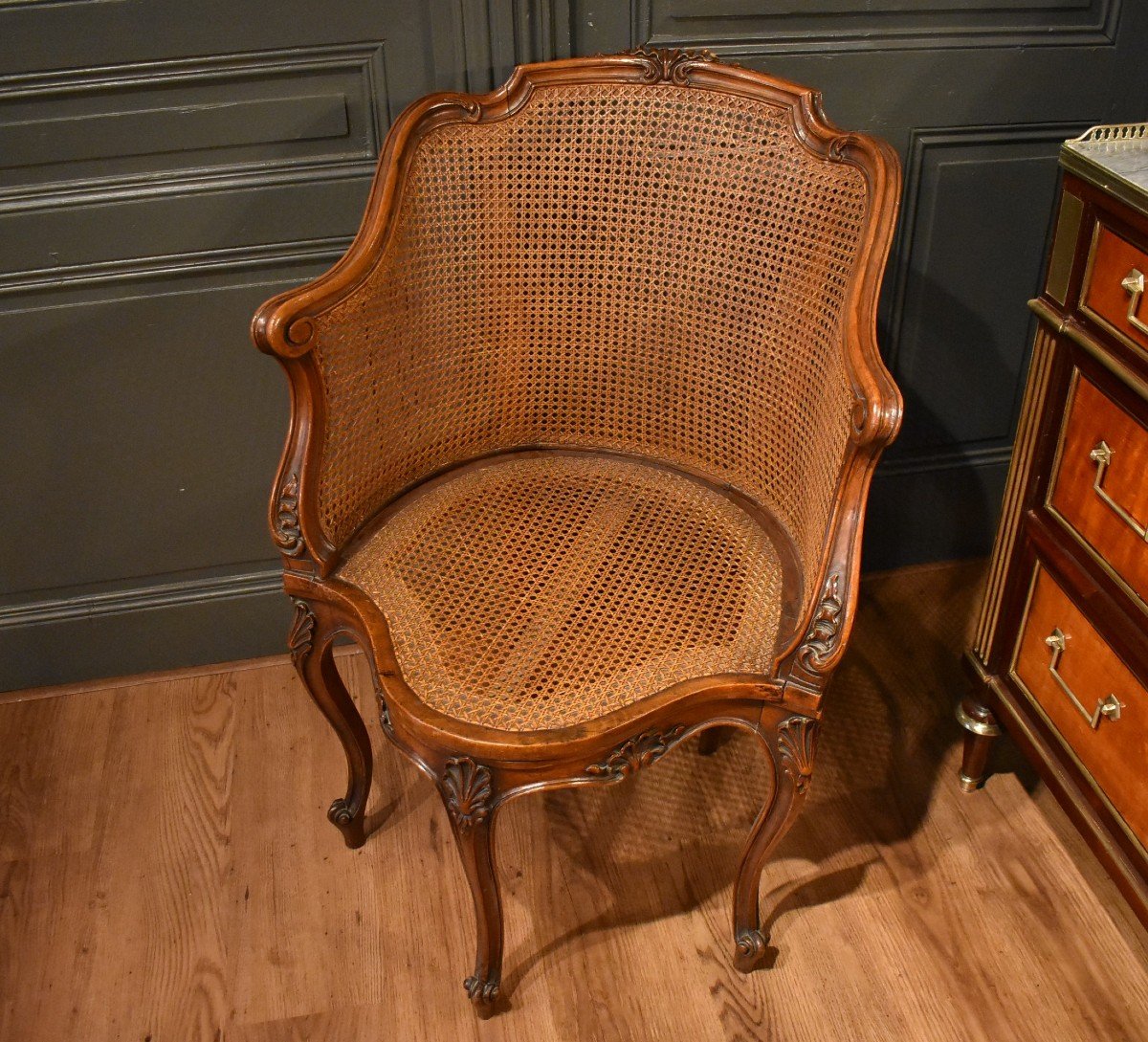 Fauteuil De Bureau Canné De Style Louis XV-photo-4