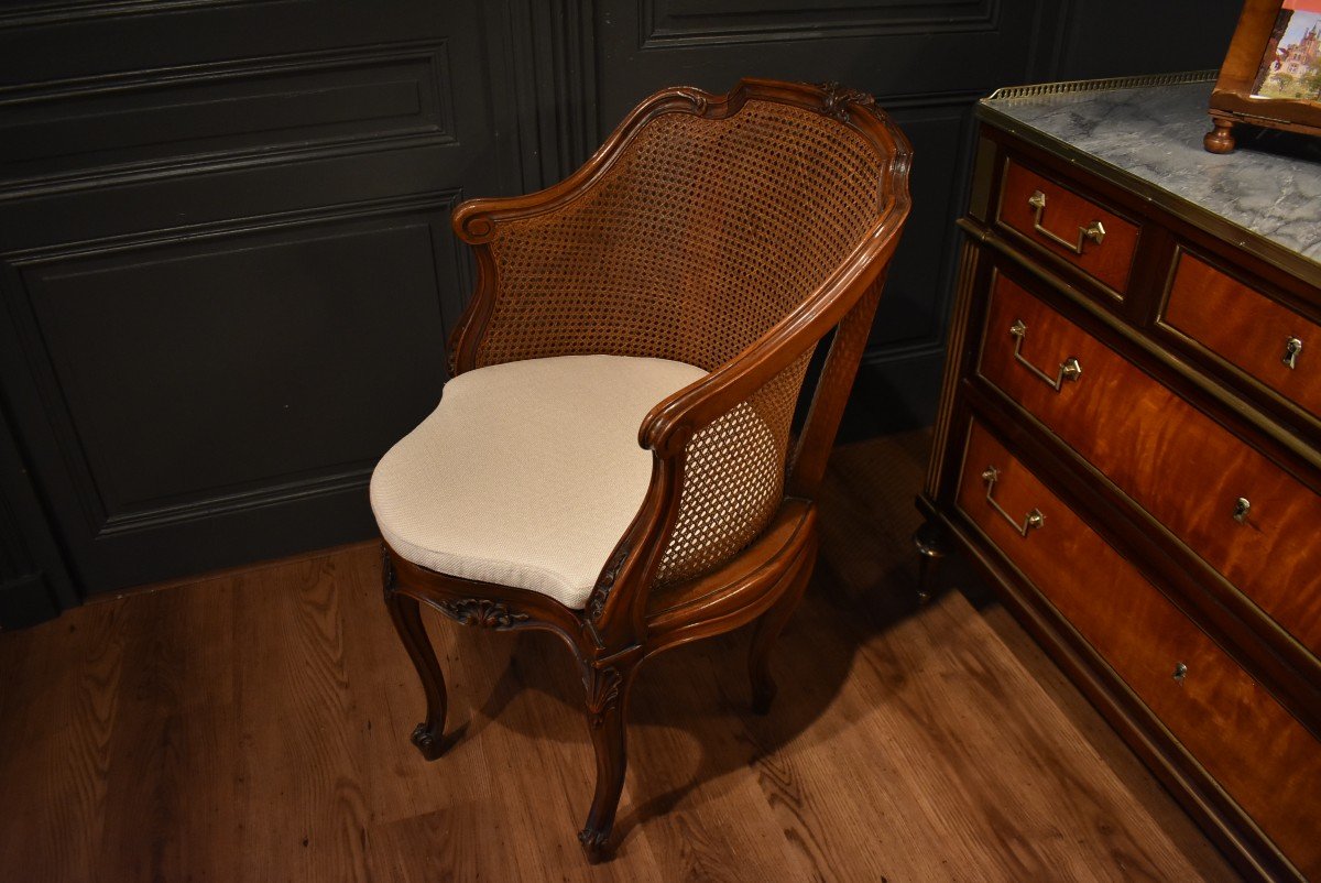 Fauteuil De Bureau Canné De Style Louis XV-photo-5