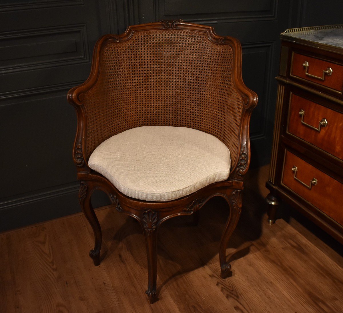 Fauteuil De Bureau Canné De Style Louis XV