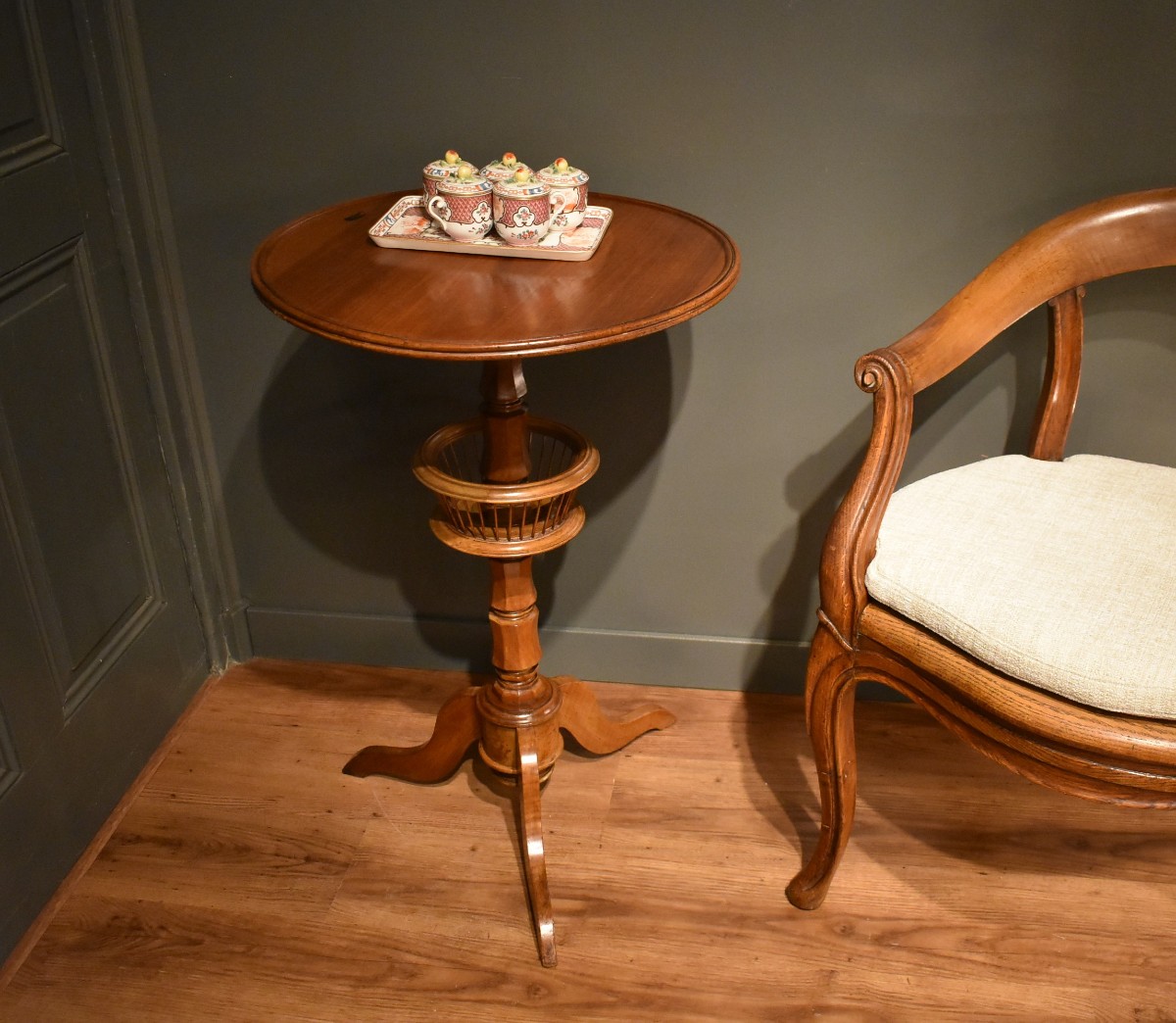 Round Walnut Pedestal Table