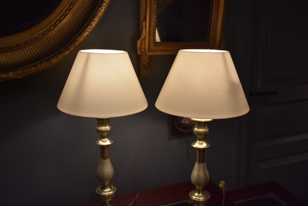 Pair Of Large Bronze Lamps-photo-1