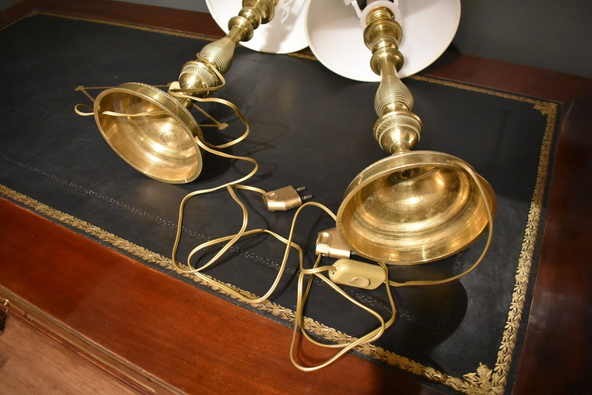 Pair Of Large Bronze Lamps-photo-7