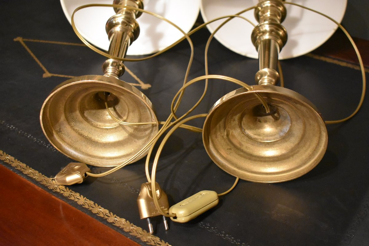 Paire De Lampes En Bronze-photo-7