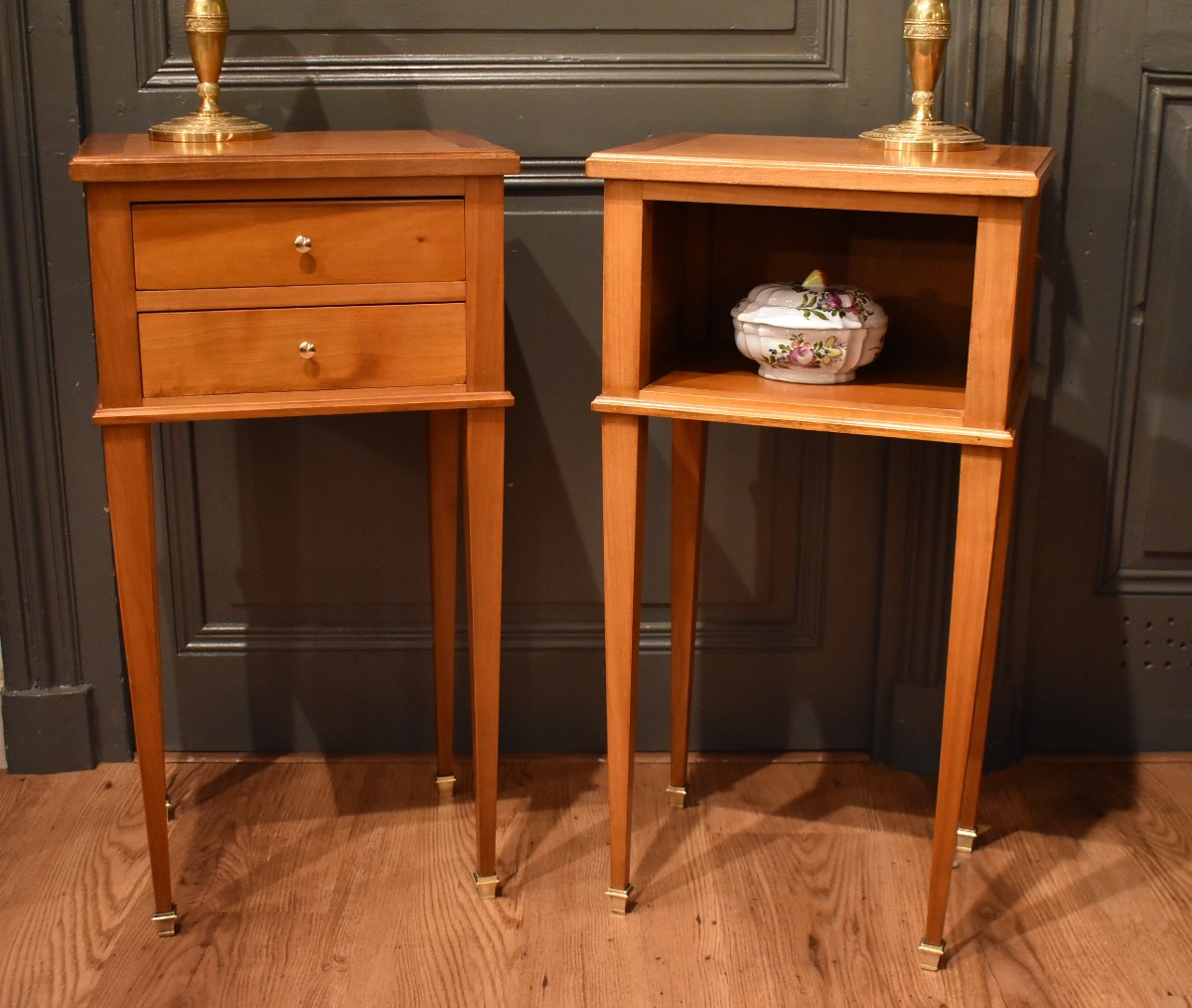 Pair Of Small Louis XVI Style Bedside Tables-photo-2