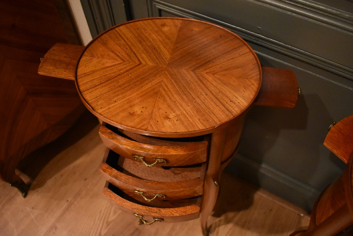 Paire De Chevets En Marqueterie-photo-3
