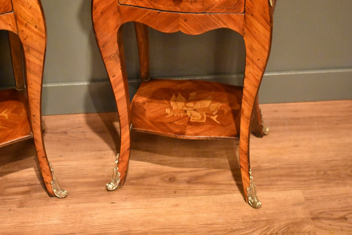Paire De Chevets Marquetés De Style Louis XV-photo-4
