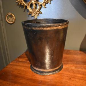 Wastepaper Basket In Black Leather 