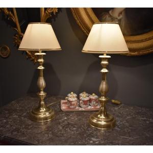 Pair Of Large Bronze Lamps