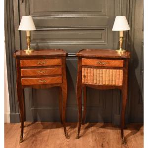 Pair Of Louis XV Style Bedside Tables In Marquetry