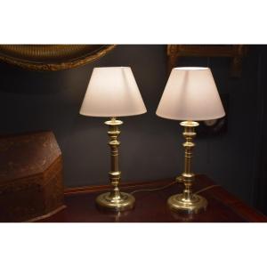 Pair Of Bronze Lamps