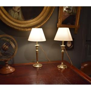 Paire De Lampes En Bronze Empire