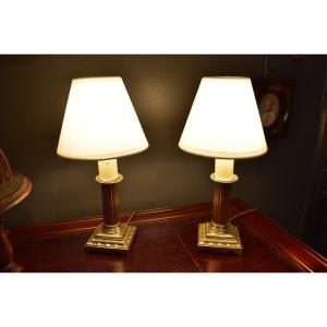 Pair Of Small Candlestick Lamps 