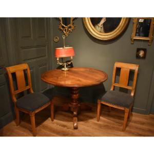 Round Walnut Side Table 